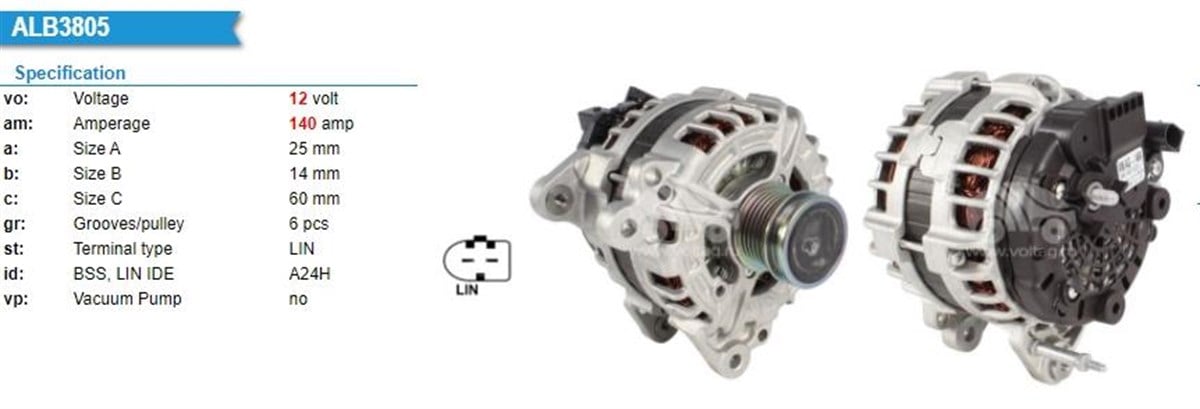 Alternatör 12v 140ah Volkswagen Golf 7 Audi Seat Skoda Audı A3 A4 Leon Octavıa T5 Amarok Crafter Golf Vıı Passat 13> | Orj Boschf000bl0805