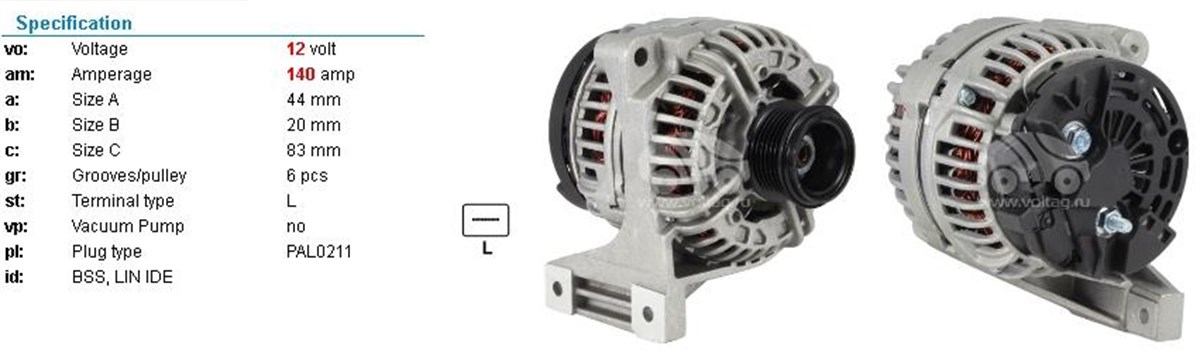 Alternatör 12v 140ah Volvo S40 S60 Xc90 Alt13998 | Wutse Alt13998