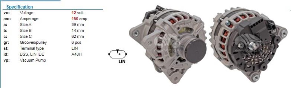 Alternatör 12v 150ah Nıssan Pulsar Qashqaı 1c5 Dcı Megan Iv Talısman Trafıc | Orj Boschf000bl0825