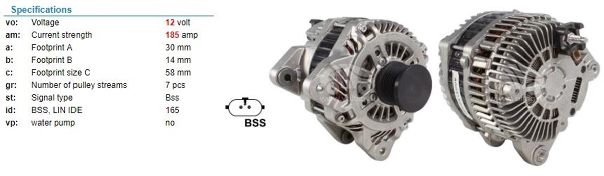 Alternatör 12v 185ah Renault Master Opel Movano Renault Master 3 Com Uçlu Ym Vito Ya Olur | Mıta 3tx0481am