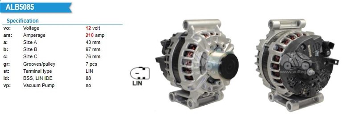 Alternatör 12v 210ah 7pk Ford Transit Ambulans Cıtroen Jumper 2.2 Hdı 110 2011-> Ford Tourneo Transıt 0125811085 0125811083 | Bosch 0125811085