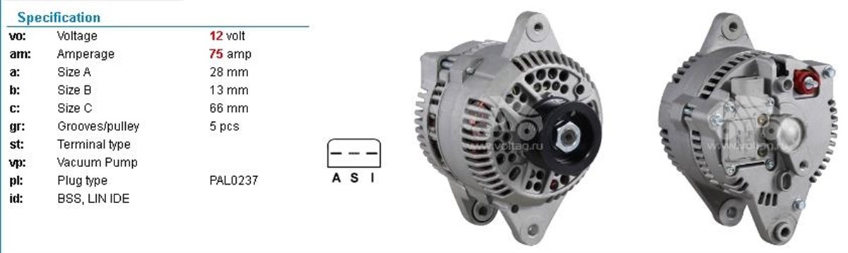 Alternatör 12v 75ah Ford Escort Mercury Marin Ford Ranger-113236 | Cargo 113236