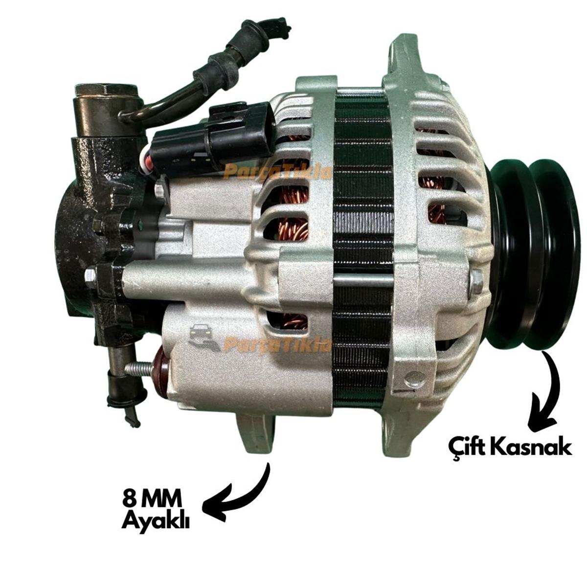 Alternatör 12v 80ah Hyundai H100 Mıtsubıshı L200 L300 Çift Kasnak | Em Soketli | İnce Borulu | 8mm Ayaklı | İçten Pervaneli | Orj Koreaalt3730042750