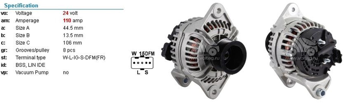 Alternatör 24v 110ah 40 Volvo Fh D12d340 Scanıa Renault | Bosch 1986a01033