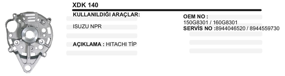Alternatör Arka Kapak Diyot Kapağı Arka Isuzu Nkr | Ith Xdk140