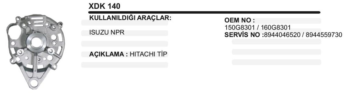 Alternatör Arka Kapak Diyot Kapağı Arka Isuzu Nkr | Ith Xdk140