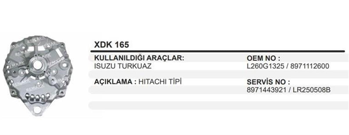 Alternatör Arka Kapak Isuzu Turkuaz Otobüs Xdk165 | Martek Xdk165