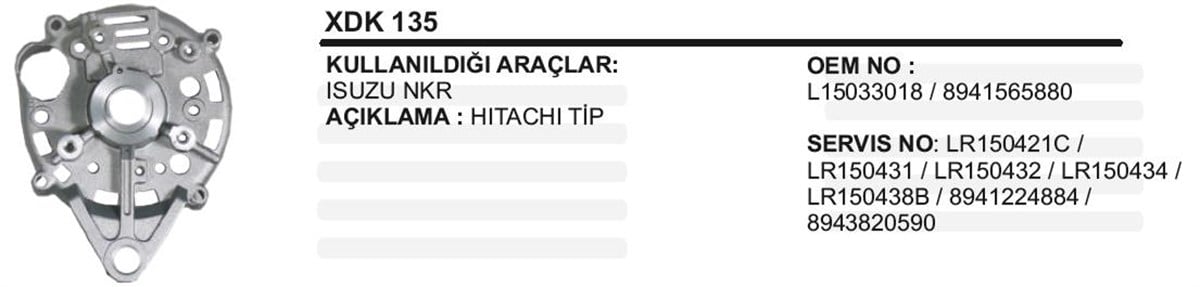 Alternatör Arka Kapak Diyot Kapağı Arka Isuzu Nkr | Ith Xdk135