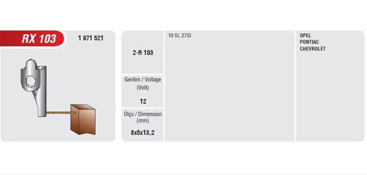 Alternatör Kömürü 6-12v Opel Pontıac Chevrolet | Mega Rx103