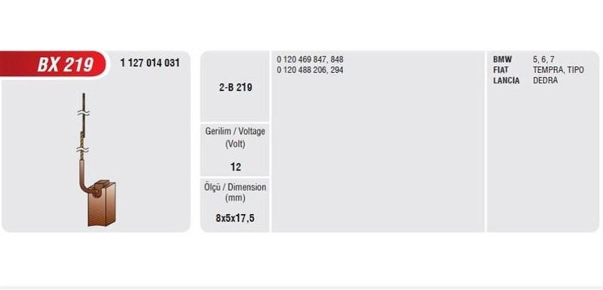 Alternatör Kömürü Bmw 5 6 7 Tempra Tıpo Lancıa | Mega Bx219