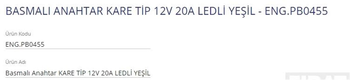 Anahtar 12v 20ah Ledli Mini Basmalı Engpb0455 | Eng Pb0455