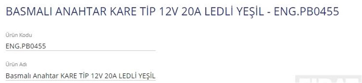 Anahtar 12v 20ah Ledli Mini Basmalı Engpb0455 | Eng Pb0455