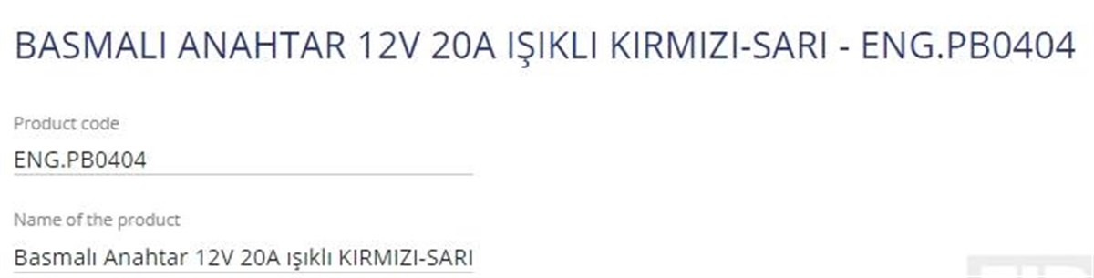 Anahtar Kırmızı Sarı Işıklı Açma Kapama Pb-0404 | Eng Pb0404
