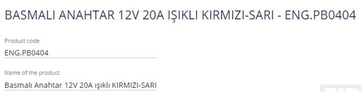 Anahtar Kırmızı Sarı Işıklı Açma Kapama Pb-0404 | Eng Pb0404