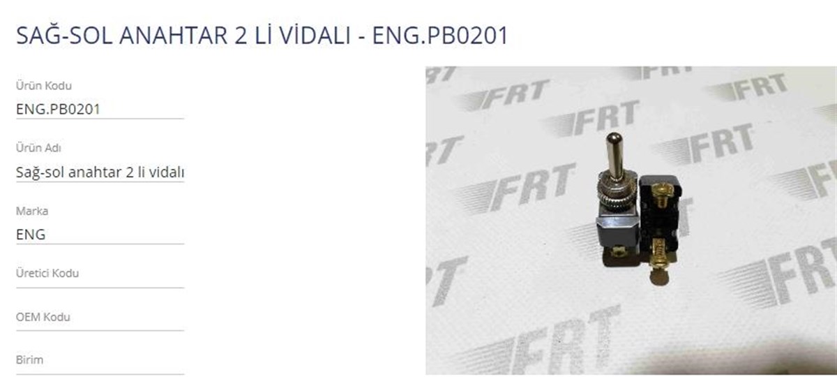 Anahtar Metal Çıt Çıt  Pb 0201 Ic152 | Eng Pb0201