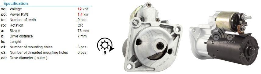 Marş Motoru 12v 10diş Alfaromeo Ducato Jtd Alfa Romeo 159 Brera Spıder / Dodge Journey / Fıat Bravo Doblo Ducato Linera | Bosch 1986s00706