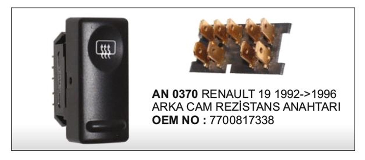 Cam Rezistans Anahtarı Arka R19 Vertexan370 | Vertex An370