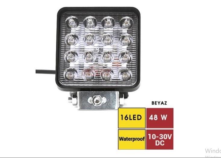 Çalışma Lambası 10-30v 48w 16led Kare İnce | Carub Br3010577