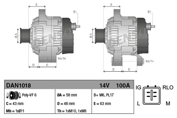 Alternatör 12v 100ah Toyota Aurıs 07-12 Corolla 06-14 270600n040 Dan1018 1042102521 1042102320 | Denso Dan1018