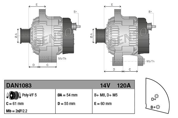Alternatör 12v 120ah Fıat Abarth 500 1.4 | Denso Dan1083