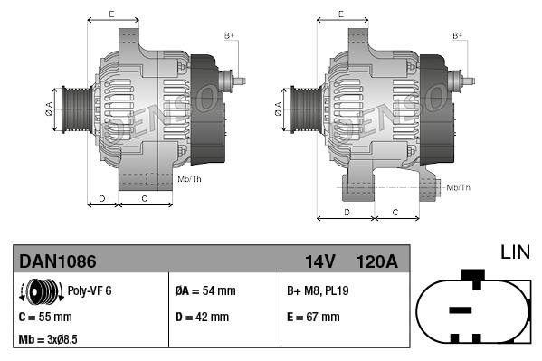 Alternatör 12v 120ah Fiat Egea Fiorino Grande Punto 1.3 Mtj 07- Citroen Nemo 1.3hdı 75 10- Peugeot Bipper 1.3hdı 75 10- | Denso Dan1086