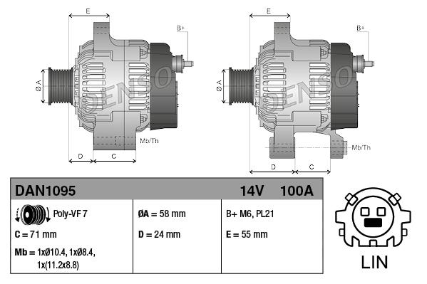 Alternatör 12v 100ah Toyota Auris Tek Fiş | Denso Dan1095
