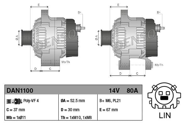 Alternatör 12v 90ah Toyota Aurıs Corolla Yaris | Denso Dan1100