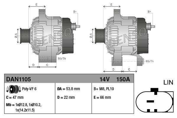 Alternatör 12v 150ah Landrover Dıscovery Ranger Rover Iıı Jaguar F-type Xf Xj | Denso Dan1105