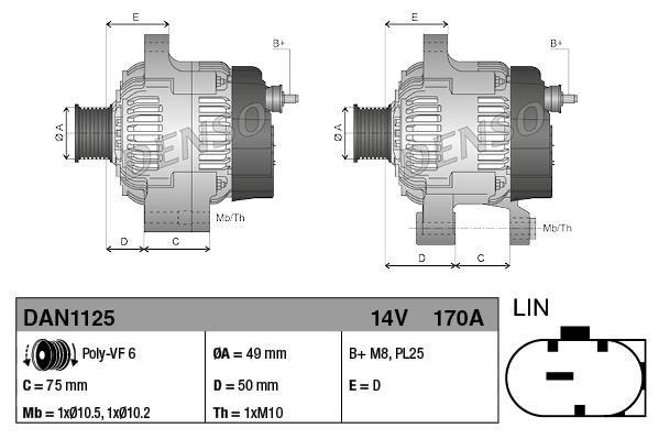 Alternatör 12v 170ah Bmw 1 Serı 3 Seri F20 F21 F30 F80 1042106331 Waı24111 Waı Alt24111n Waı 24111n Dan1125 Dan1125 12317610260 | Denso Dan1125
