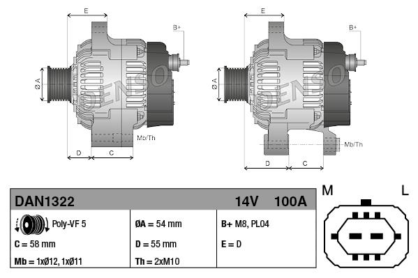 Alternatör 12v 100ah Opel Corsa E 2014- 1042113590 13585664b Dan1322 13585664 95519907 | Denso Dan1322