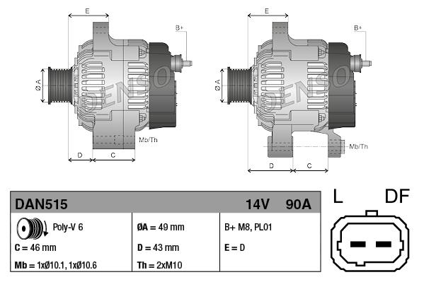 Alternatör 12v 80ah Soketli Pejo 207 1007 Cıt. C3 Klimasız | Denso Dan515