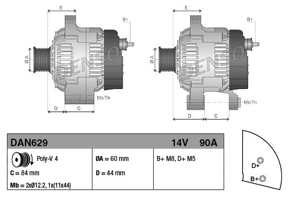 Alternatör 12v 90ah Fıat Punto Brava Bravo Marea 98-02 | Denso Dan629