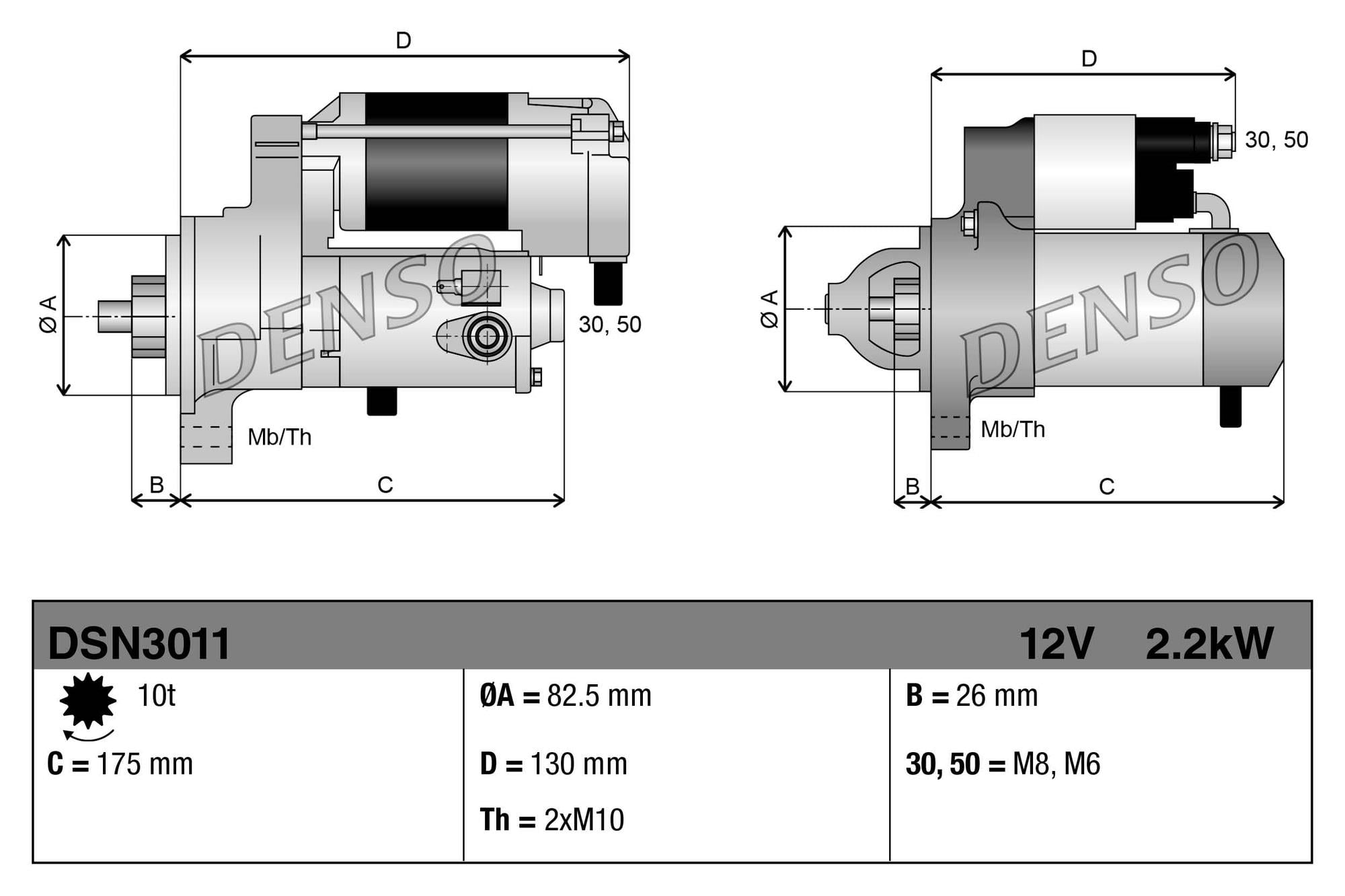 Marş Motoru 12v 11diş 2.2kw Mercedes Sprinter 0-06 Vito 99-06 Viano | Denso Dsn3011