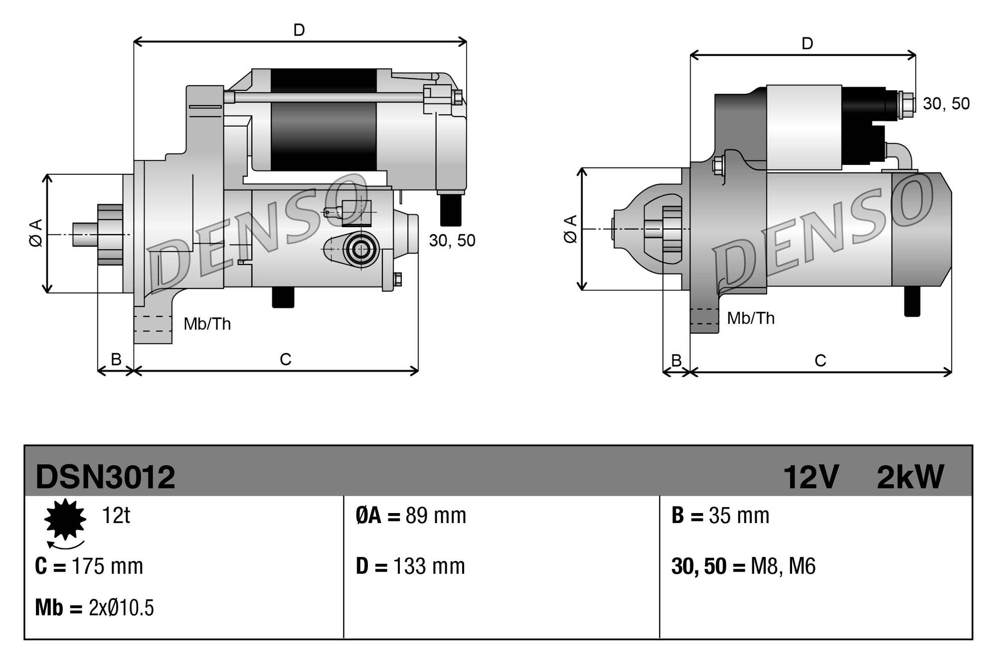 Marş Motoru 12v 12diş Ford Transit V347 Peugeot Boxer Cıtroen Jumper 2.2 Tdci 2.4 Tdci | Denso Dsn3012