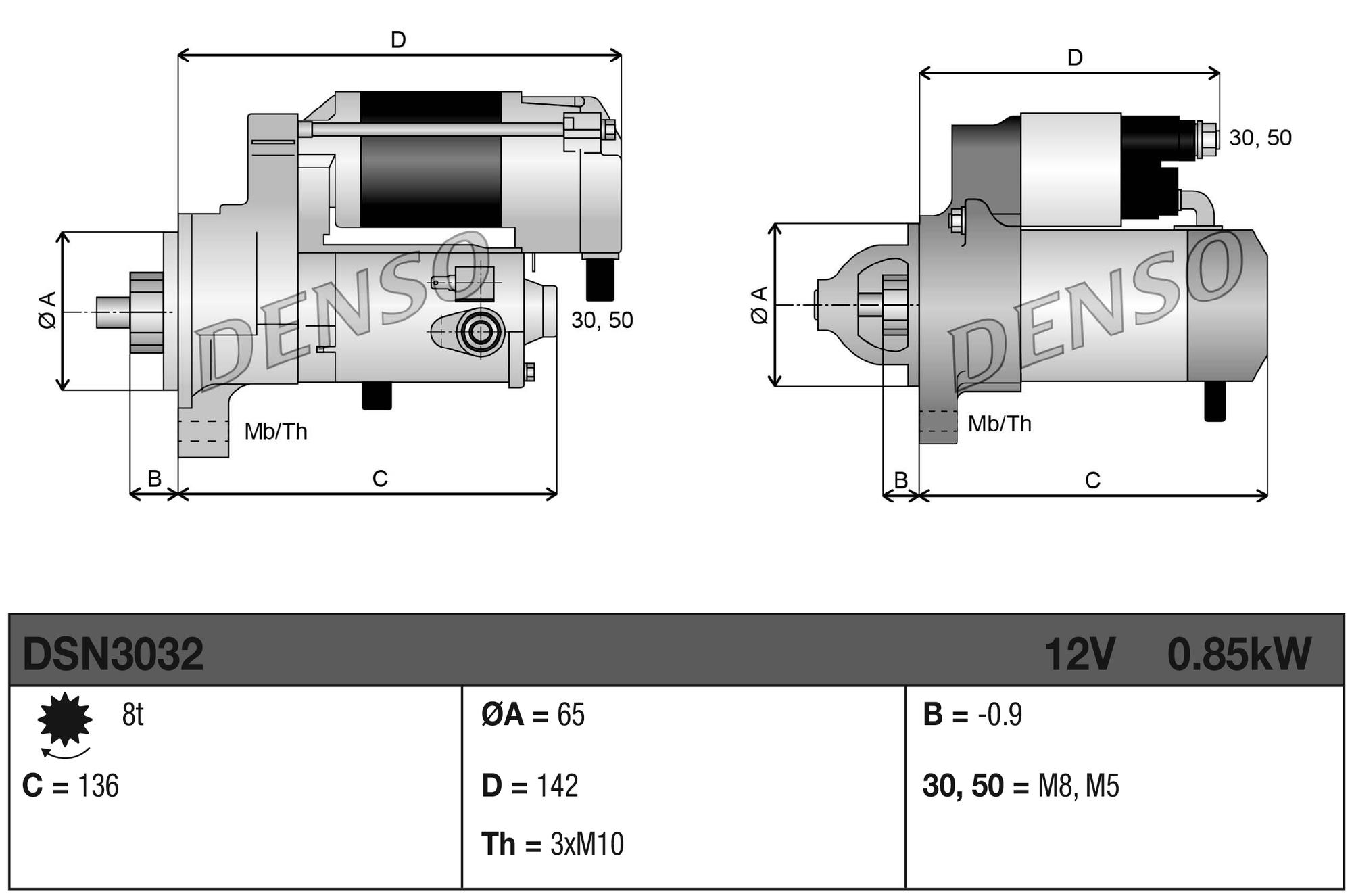 Marş Motoru 12v 8diş Renault Clio Kangoo Megane2 Megan1 Ts10e3 Valeo 438110 438054 438163 | Denso Dsn3032