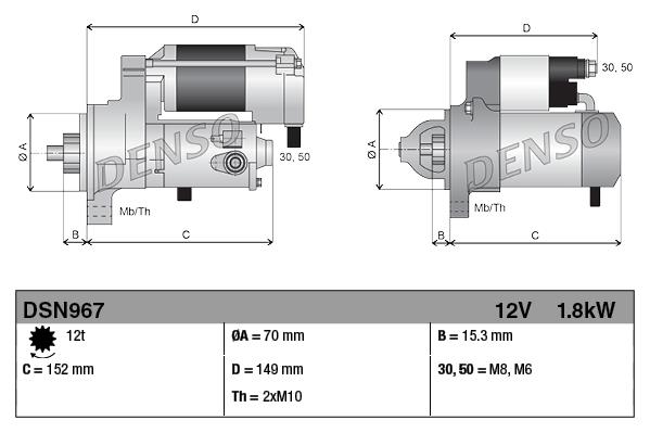 Marş Motoru 12v 12diş Mercedes Benz Sprinter Vito E Clas Sprinter C-klasse Cls-klasse E-klasse Glk-klasse Slc-klasse Slk | Denso Dsn967
