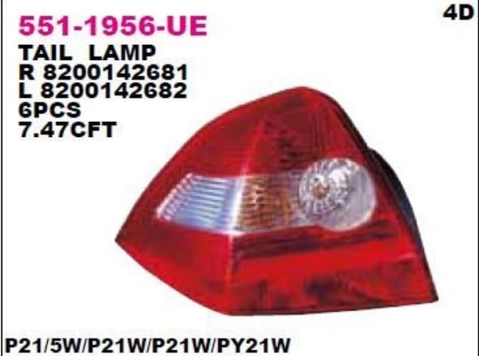 Stop Lambası Sol Duysuz Megane 2 03- | Depo 5511956lue
