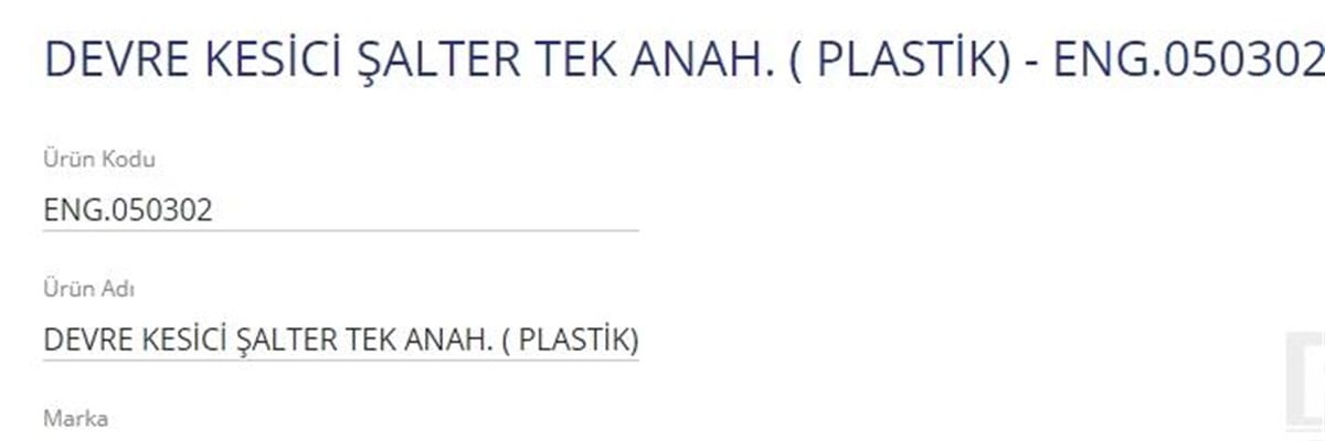 Devre Kesici Tek- Anahtarı- Plastik 050302 | Eng 050302