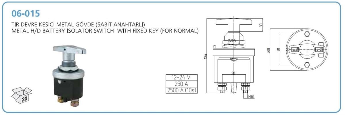 Devre Kesici Tır Devre Kesici Metal Gövde Sabit Aksa06015 | Aksa 06015