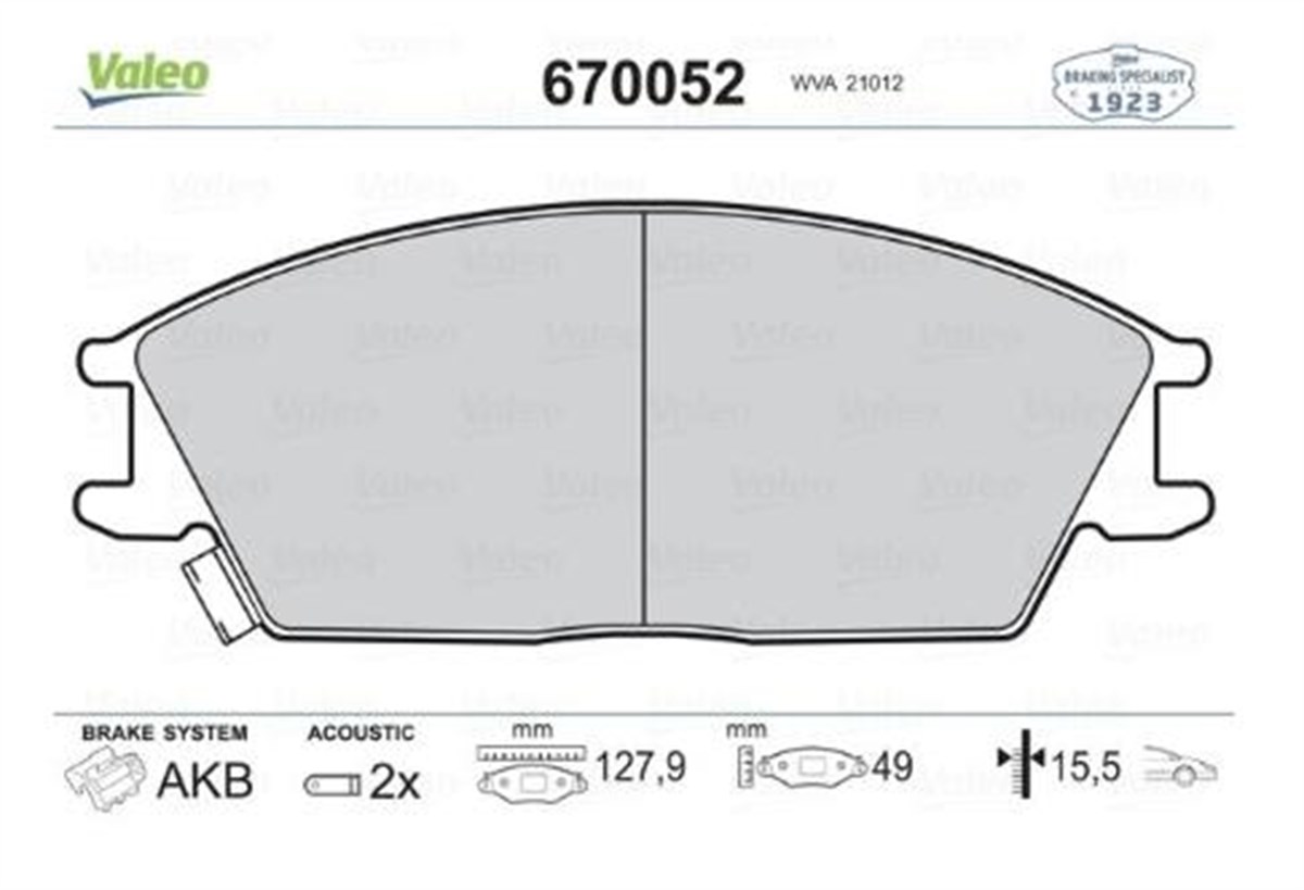 Disk Fren Balatası Ön Hyundai Accent 91-05 Elantra | Valeo 670052