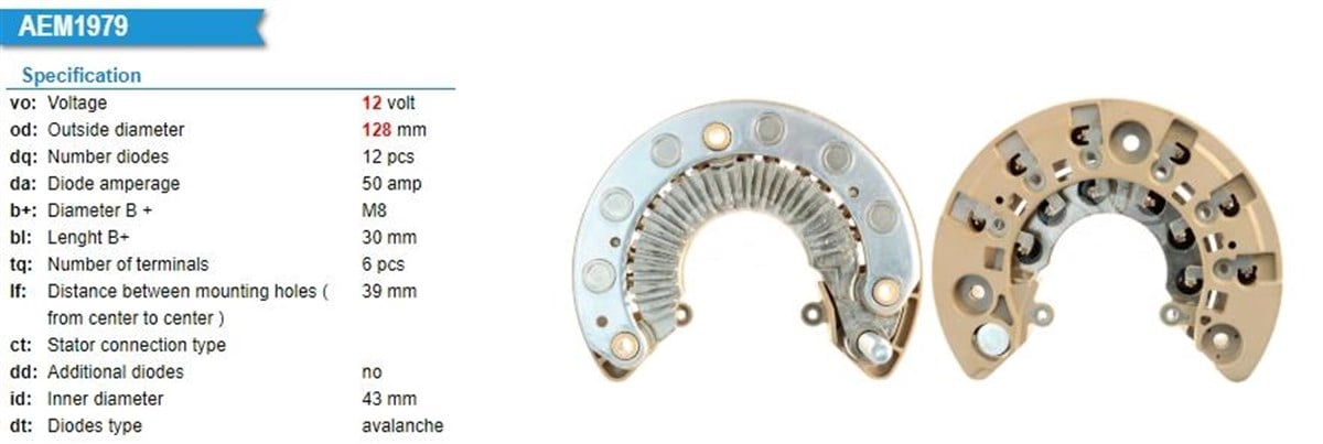 Diyot Tablası 128mm Renault Master 3 | Ith 21mıt1307