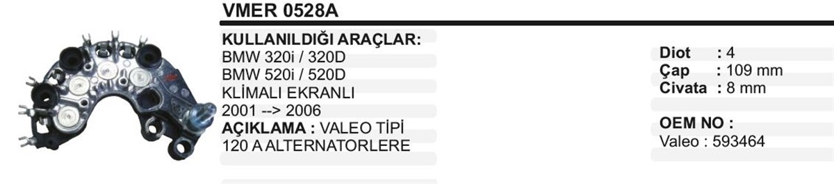 Diyot Tablası 12v 120ah Bmw 320/520 Val.tip | Ith Vertvmer0528a