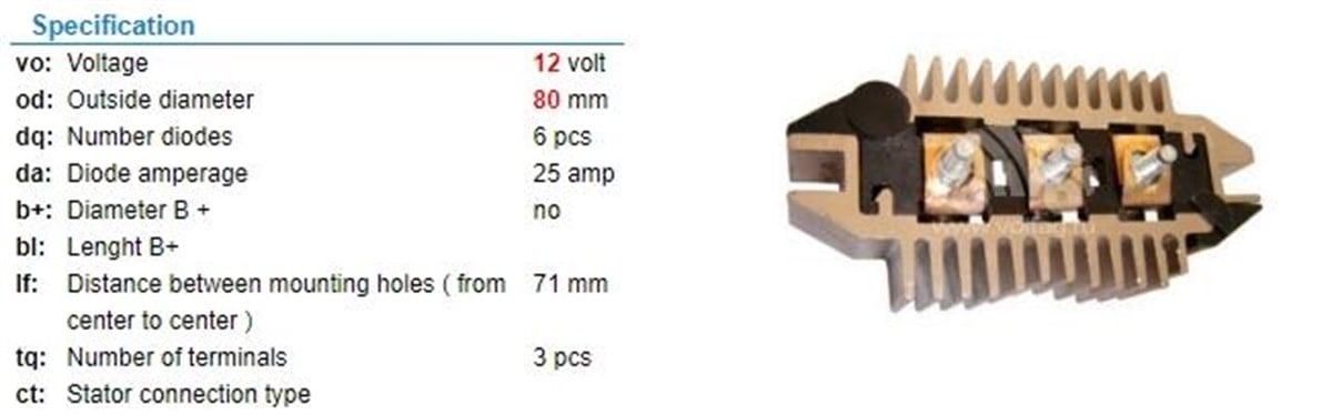 Diyot Tablası 12v Opel Vectra A Astra F Delco Tip | Ith Vertvder1003