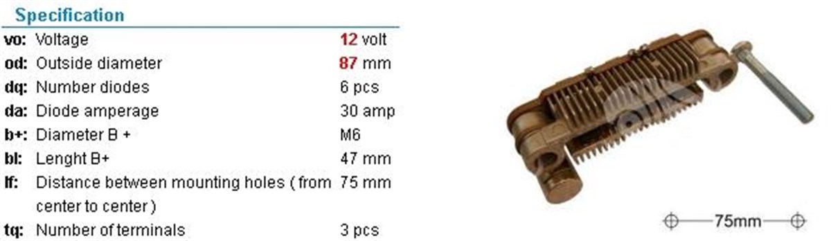 Diyot Tablası 12v 30ah Mitsubishı L300 Em Rm18 | Unıp Rec583