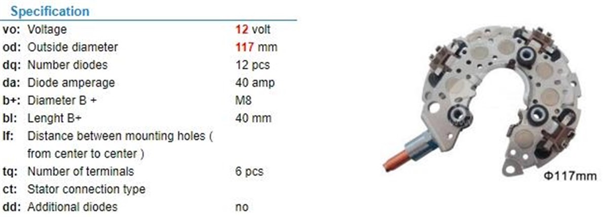 Diyot Tablası 12v 40ah Honda Civic Accord | Ith Vertvnr0433