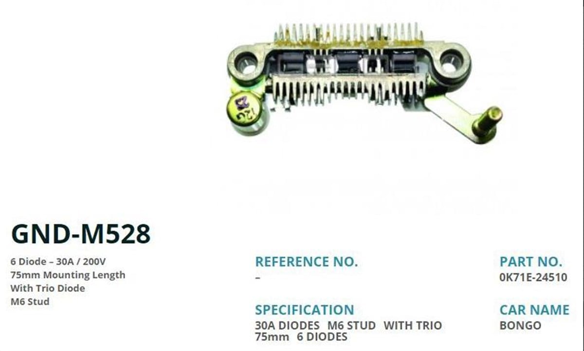 Diyot Tablası 12v 75mm Mıtsubıshı L300 6diyot 37300-42621 / 4d55 | Genon Gndm528