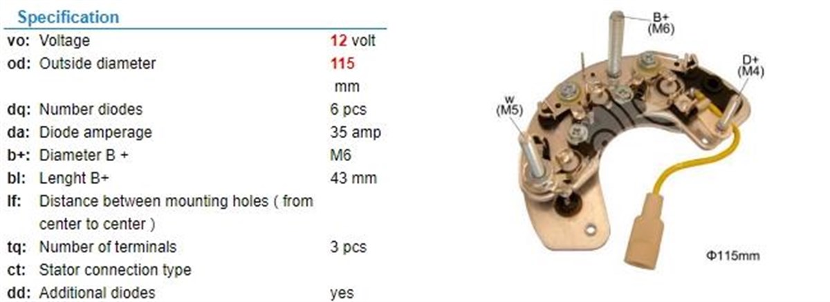 Diyot Tablası 12v Bmc Profesyonel Land Rover Lucas Tipi | Ith Wwılr568