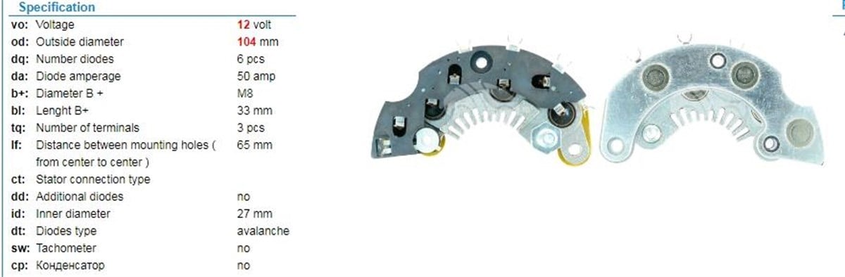 Diyot Tablası 12v Opel Omega Renault Clio Twingo Delco Tipi A | Unıp Rec992e