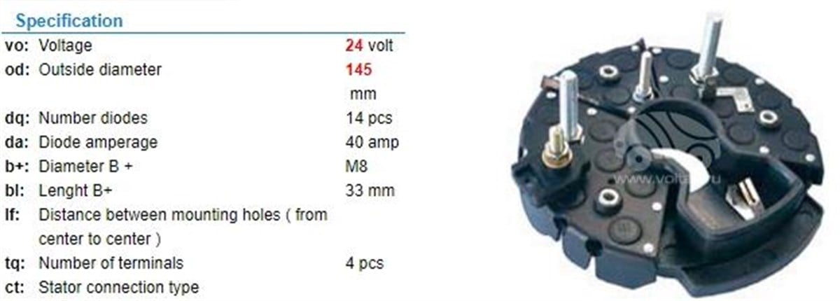 Diyot Tablası 24v 140ah 17diyot Mercedes 403 | Transpo Ibr547