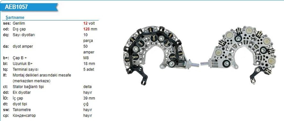 Diyot Tablası Bmw Ford Mercedes Landrover | Vertex Ibr3022